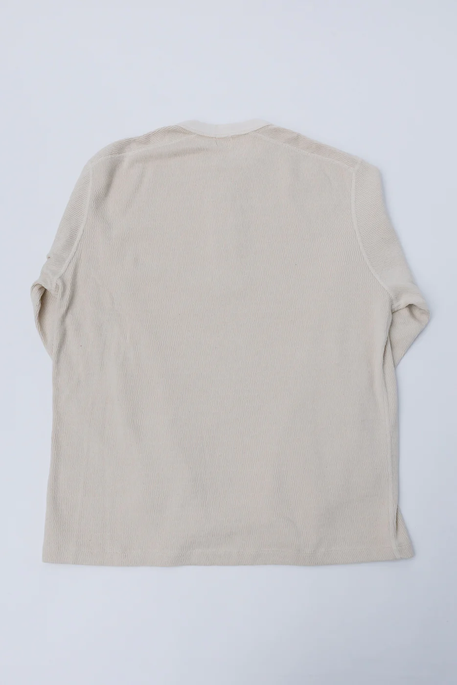 LRH1041 - Supima Long Sleeve Honeycomb Knit Henleyneck Thermal - Vintage Ivory - Image 4