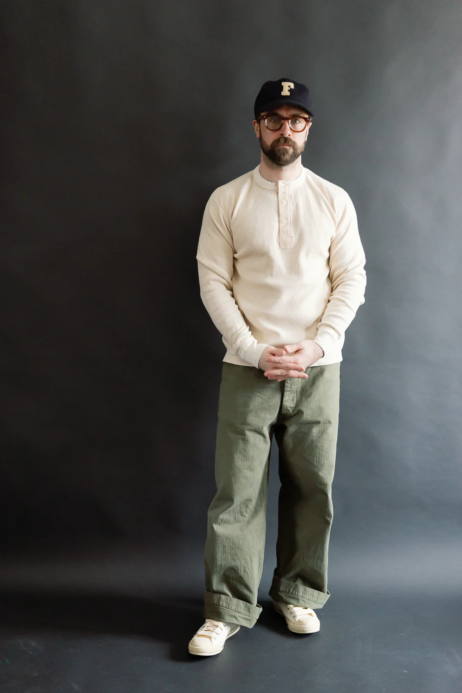 LRH1041 - Supima Long Sleeve Honeycomb Knit Henleyneck Thermal - Vintage Ivory - Image 5