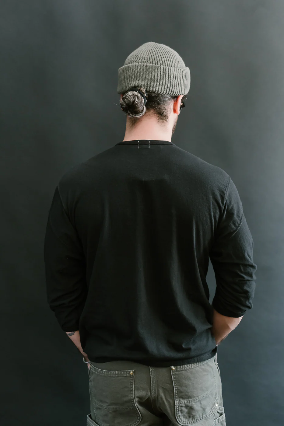 LRC1117 - Supima Cotton 3/4 Sleeve Crew - Royal Black - Image 11