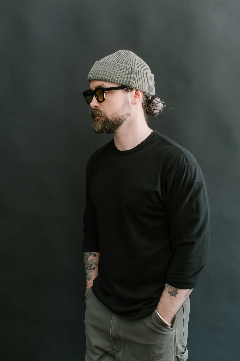 LRC1117 - Supima Cotton 3/4 Sleeve Crew - Royal Black - Image 9