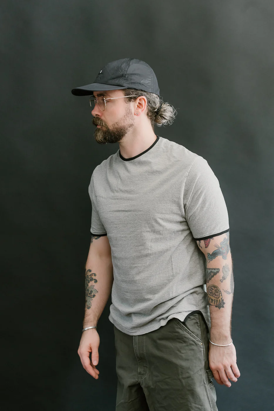 LRC1119 - Supima Cotton Edge Piping Classic Crew - Two Tone Vintage Grey - Image 13