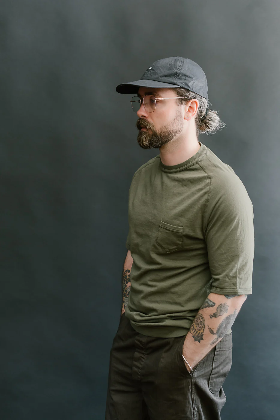 LRC1120 - Supima Cotton Freedom Sleeve Pocket Crew - Antique Olive - Image 11