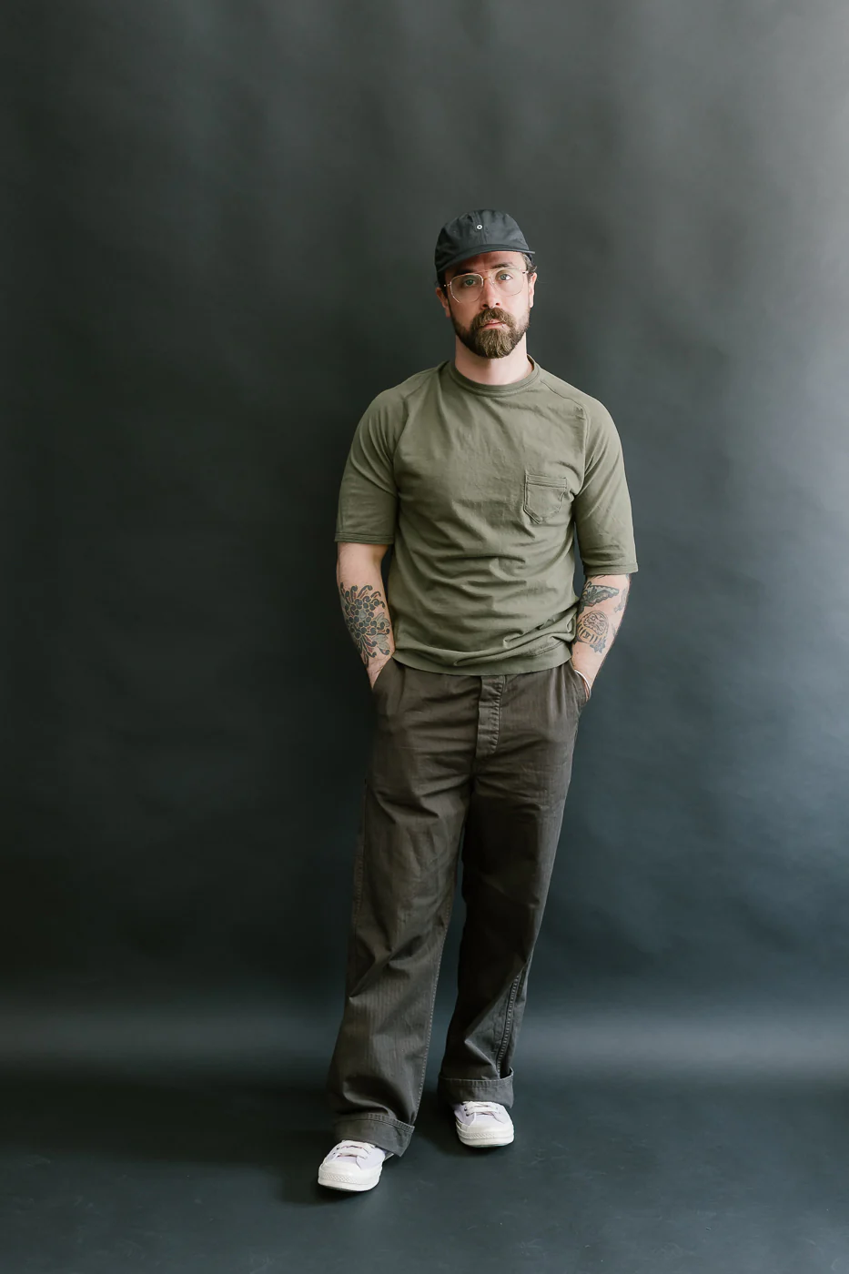 LRC1120 - Supima Cotton Freedom Sleeve Pocket Crew - Antique Olive - Image 7
