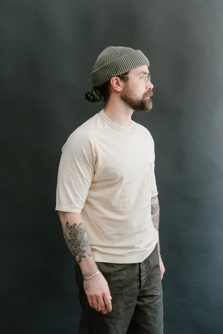 LRC1120 - Supima Cotton Freedom Sleeve Pocket Crew - Old Ivory - Image 11
