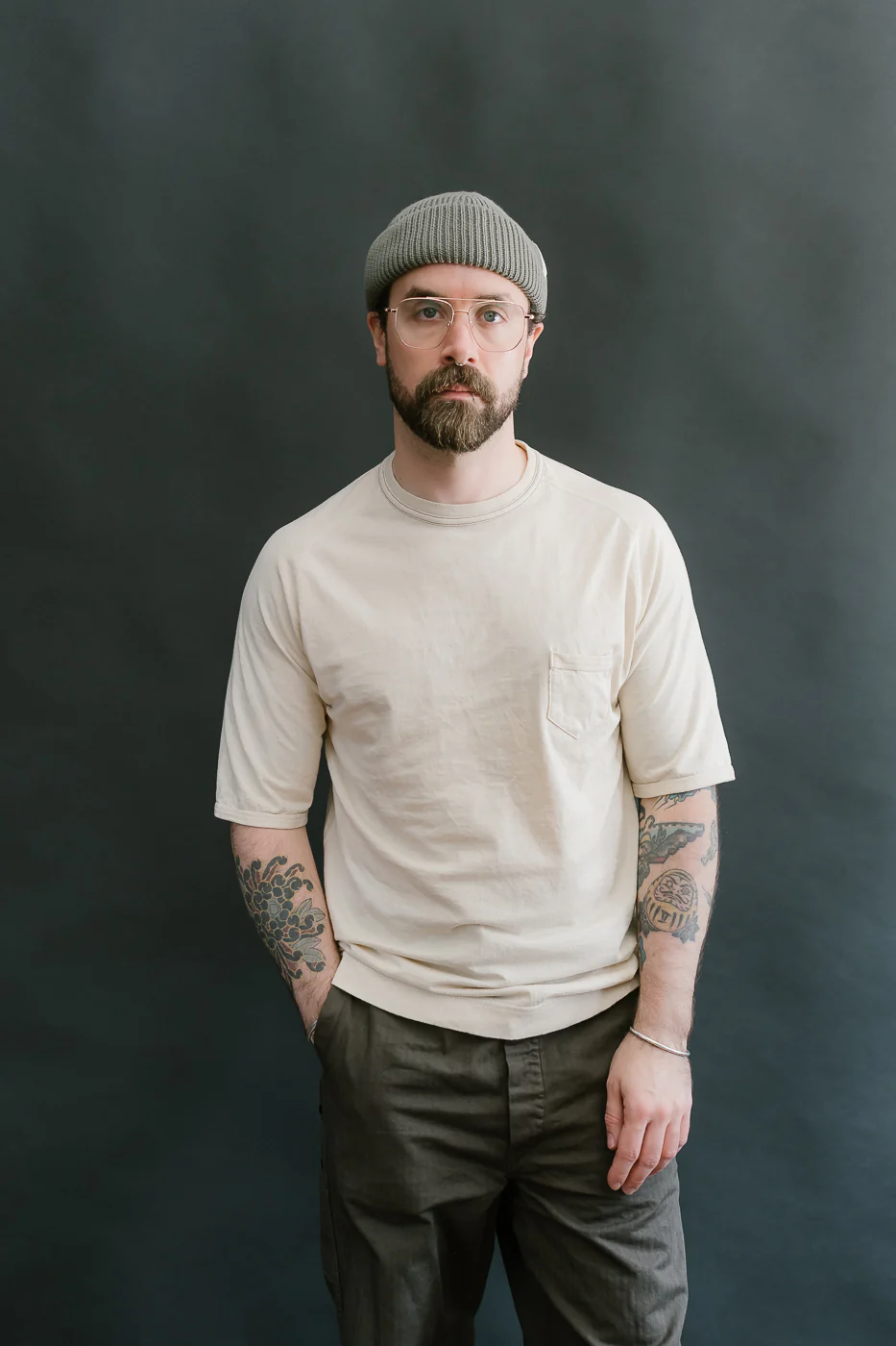 LRC1120 - Supima Cotton Freedom Sleeve Pocket Crew - Old Ivory - Image 16