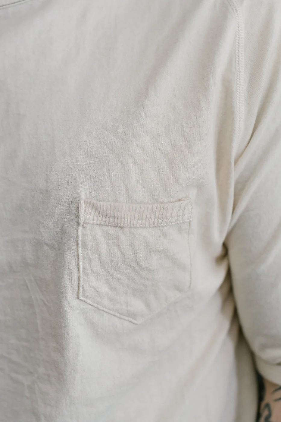 LRC1120 - Supima Cotton Freedom Sleeve Pocket Crew - Old Ivory - Image 17
