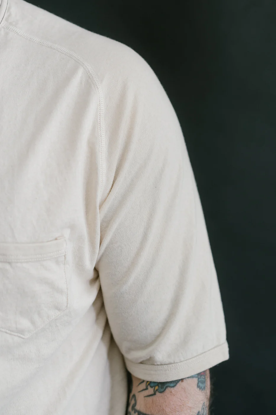 LRC1120 - Supima Cotton Freedom Sleeve Pocket Crew - Old Ivory - Image 18