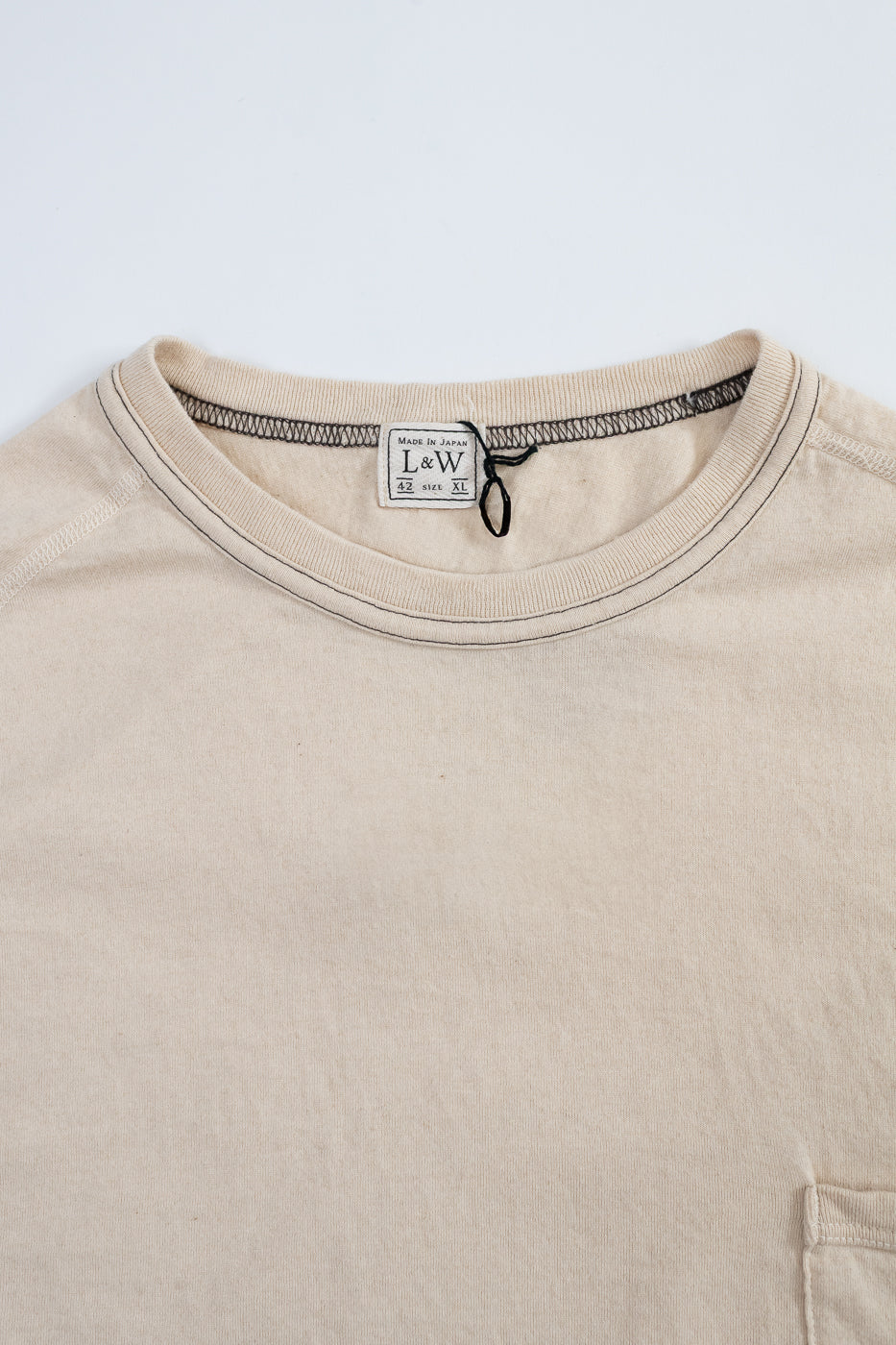 LRC1120 - Supima Cotton Freedom Sleeve Pocket Crew - Old Ivory - Image 2
