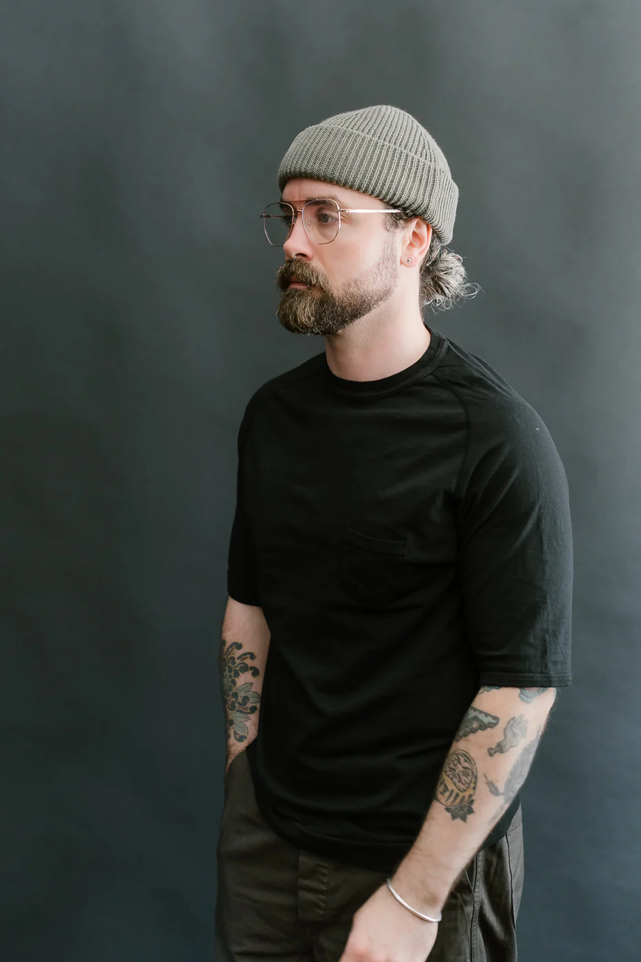 LRC1120 - Supima Cotton Freedom Sleeve Pocket Crew - Royal Black - Image 10