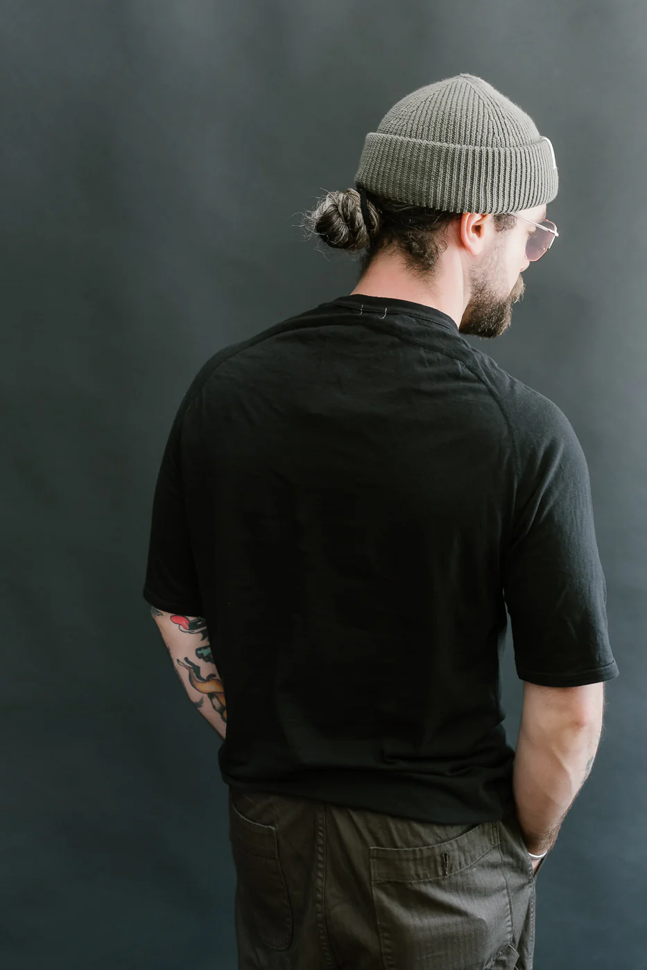 LRC1120 - Supima Cotton Freedom Sleeve Pocket Crew - Royal Black - Image 12