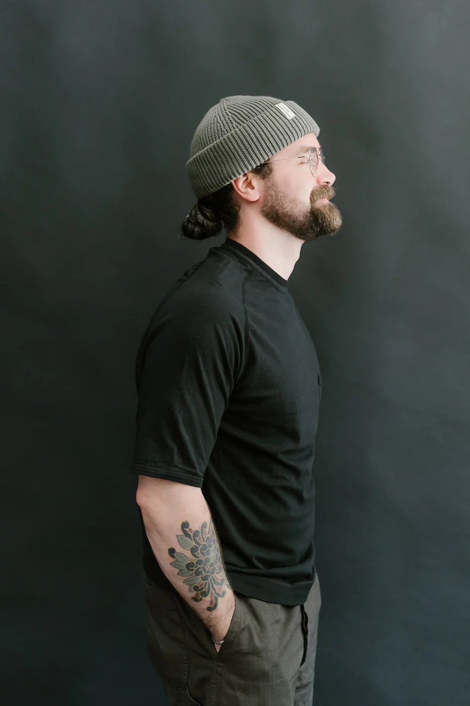 LRC1120 - Supima Cotton Freedom Sleeve Pocket Crew - Royal Black - Image 13