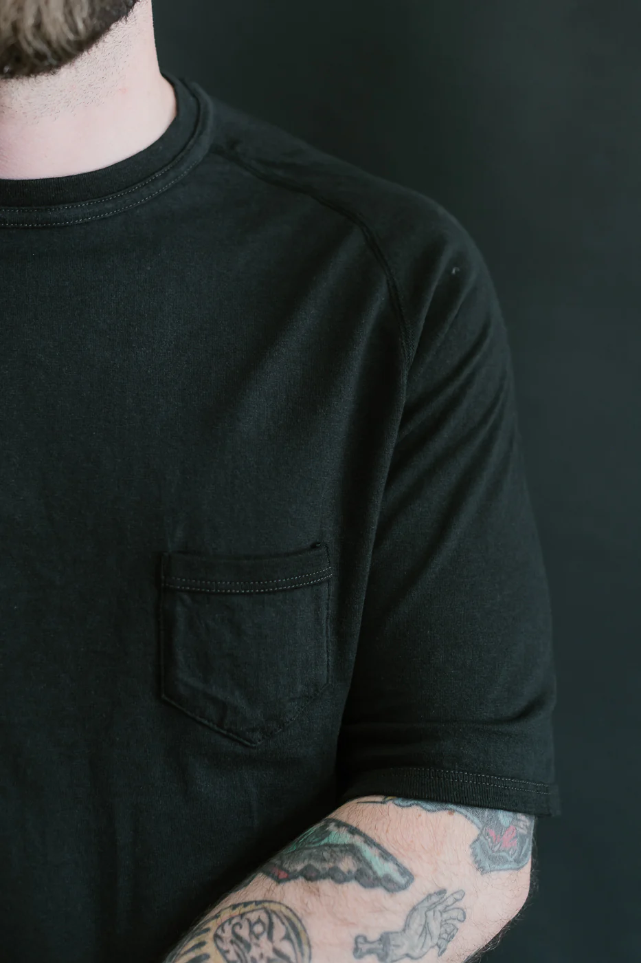 LRC1120 - Supima Cotton Freedom Sleeve Pocket Crew - Royal Black - Image 16