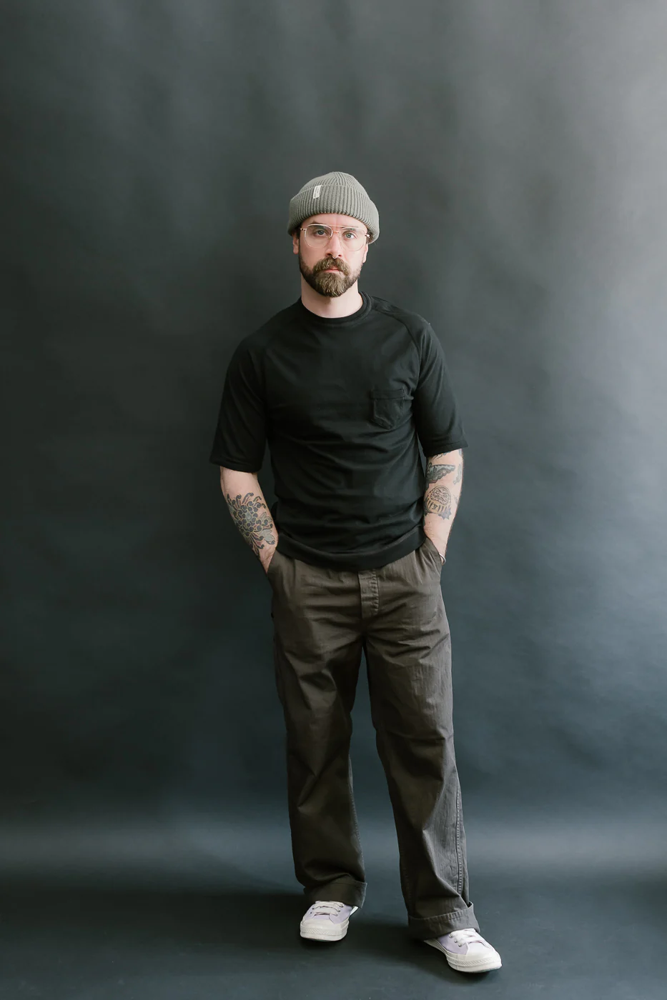 LRC1120 - Supima Cotton Freedom Sleeve Pocket Crew - Royal Black - Image 6