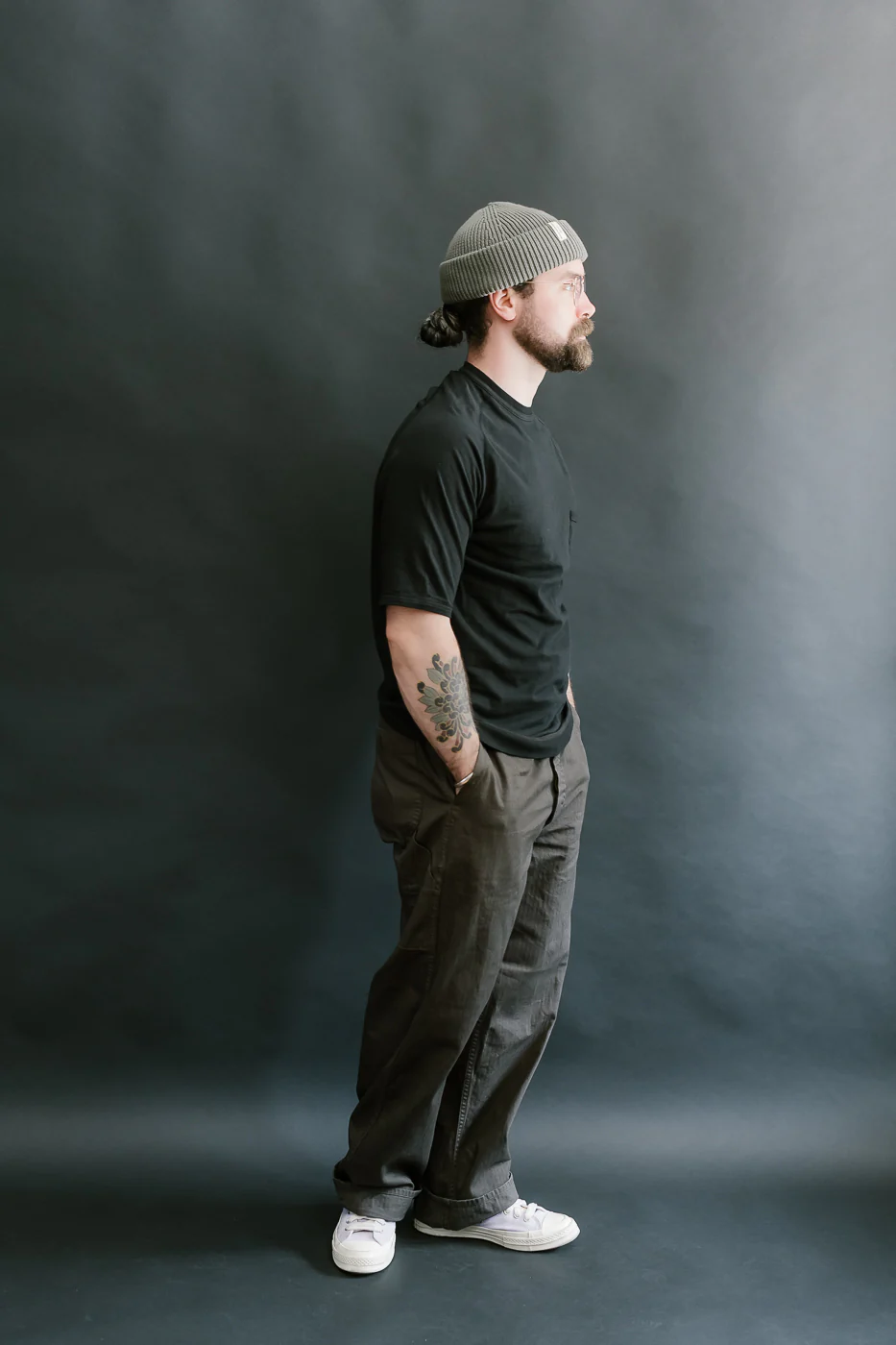 LRC1120 - Supima Cotton Freedom Sleeve Pocket Crew - Royal Black - Image 7