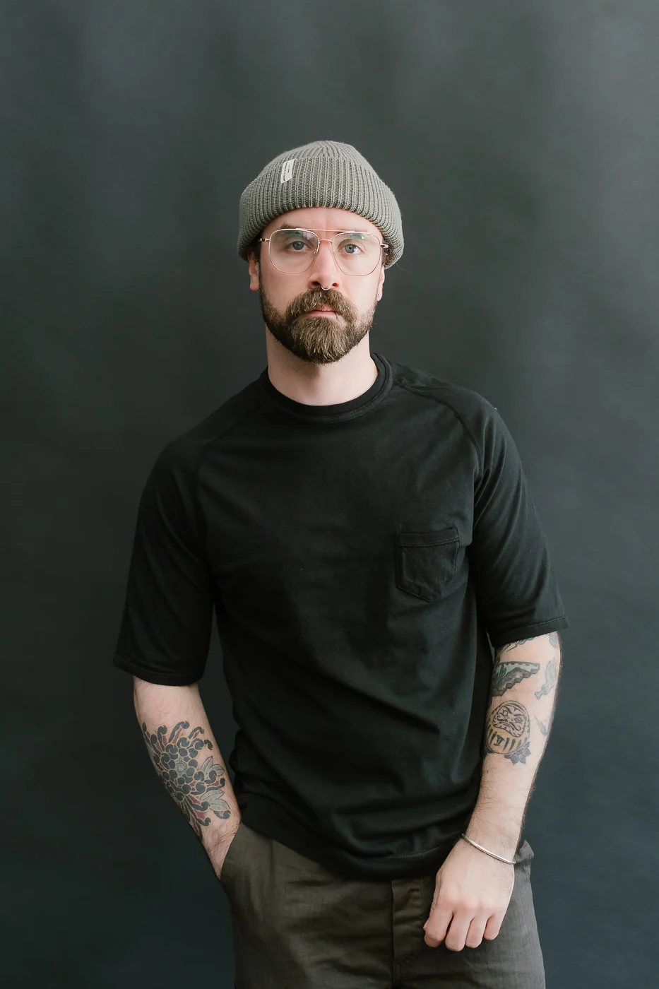LRC1120 - Supima Cotton Freedom Sleeve Pocket Crew - Royal Black - Image 9
