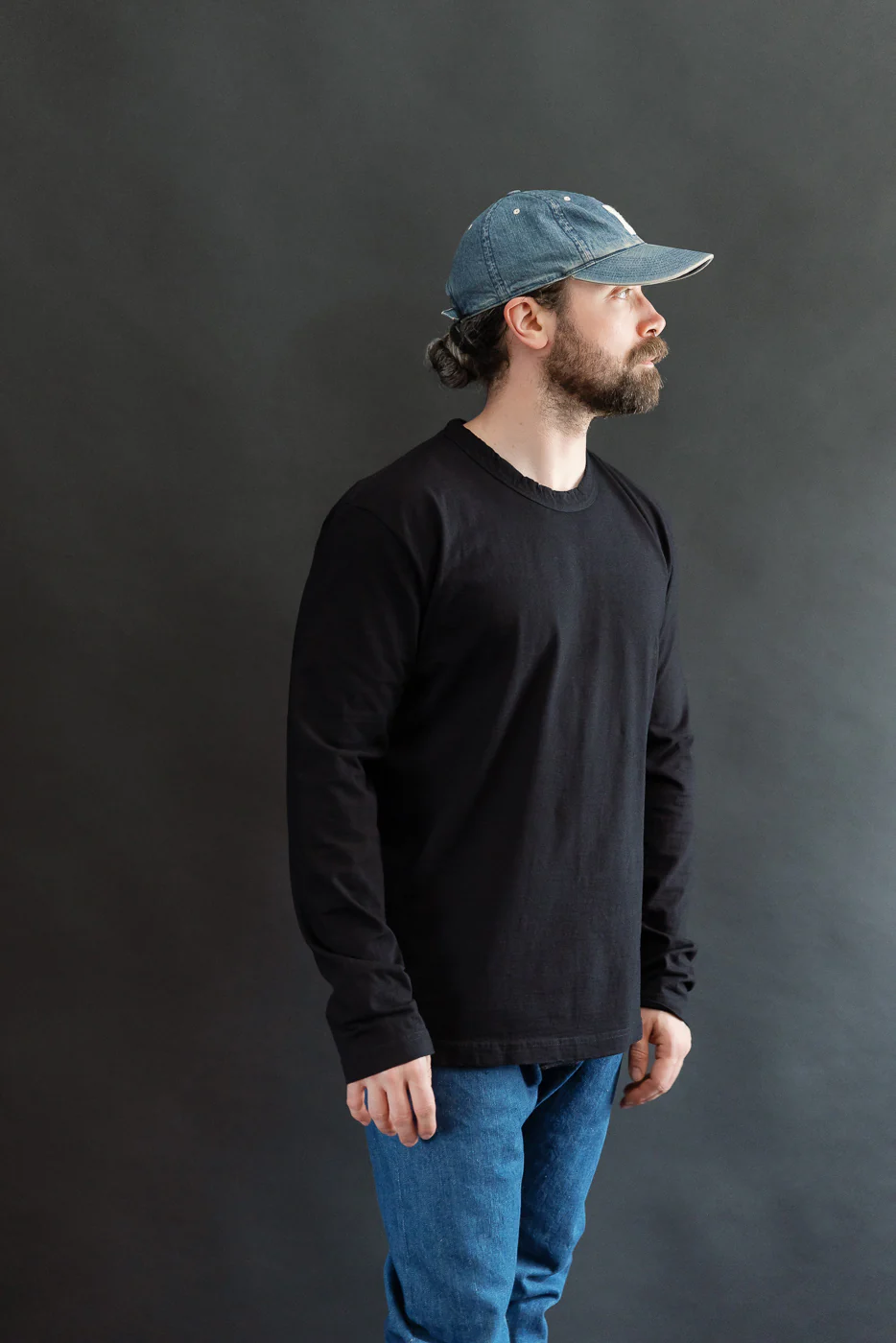 LS-5011-IDBK - Jersey Crew Neck Long Sleeve T-shirt - Black Indigo - Image 14