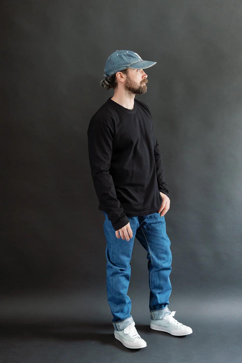 LS-5011-IDBK - Jersey Crew Neck Long Sleeve T-shirt - Black Indigo - Image 7