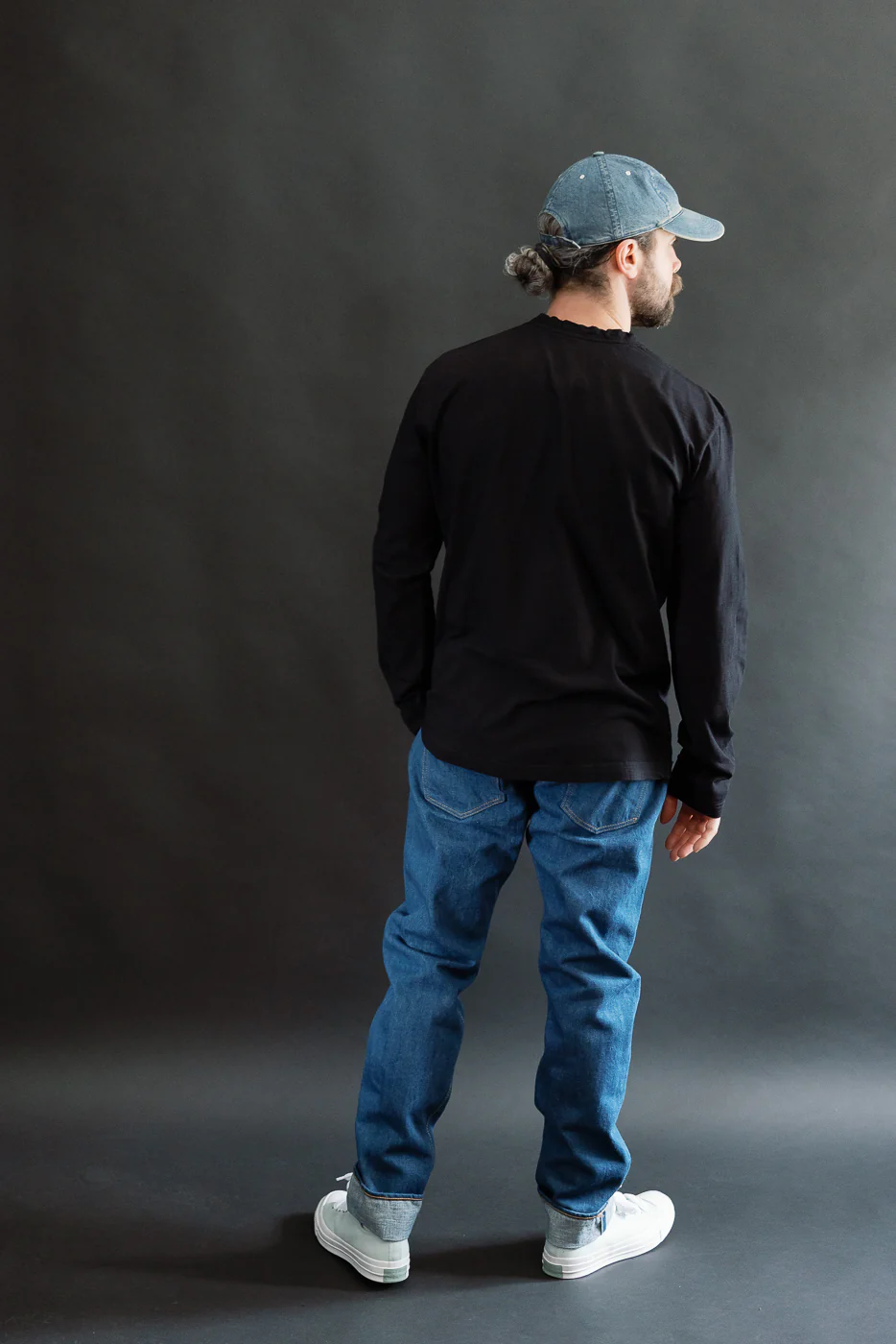 LS-5011-IDBK - Jersey Crew Neck Long Sleeve T-shirt - Black Indigo - Image 8