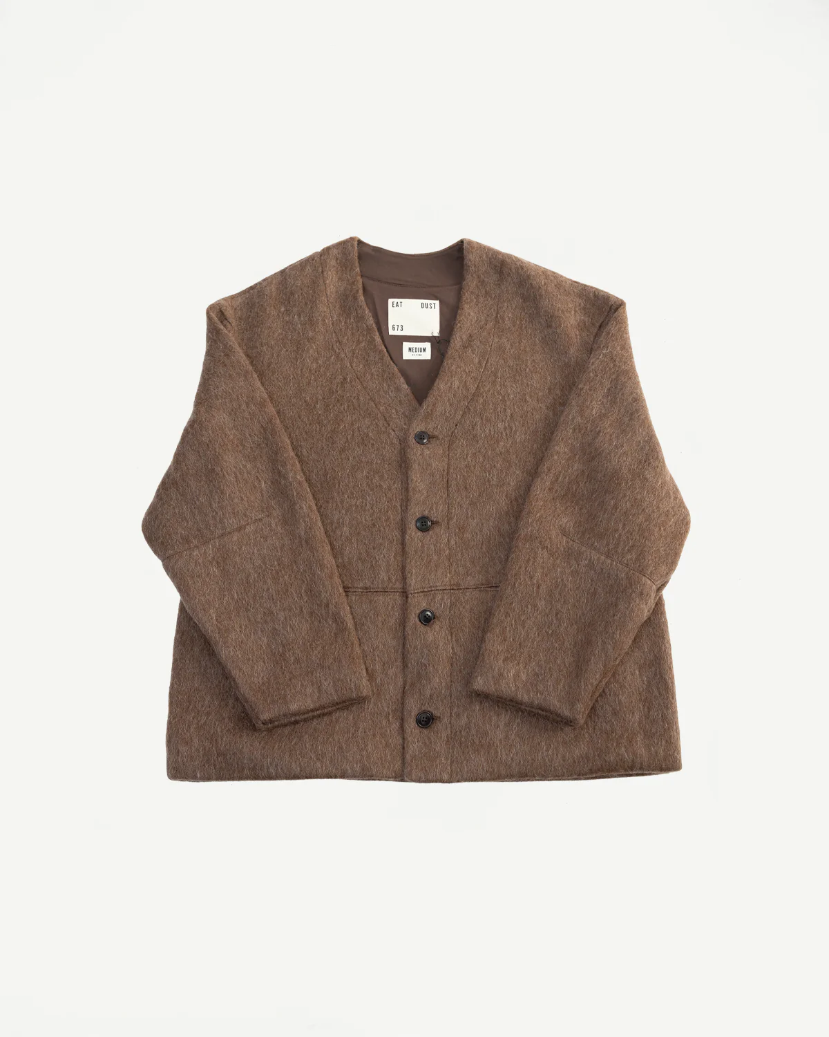 M-B-007 - Basic Cardigan Mohair Fleece - Java Brown