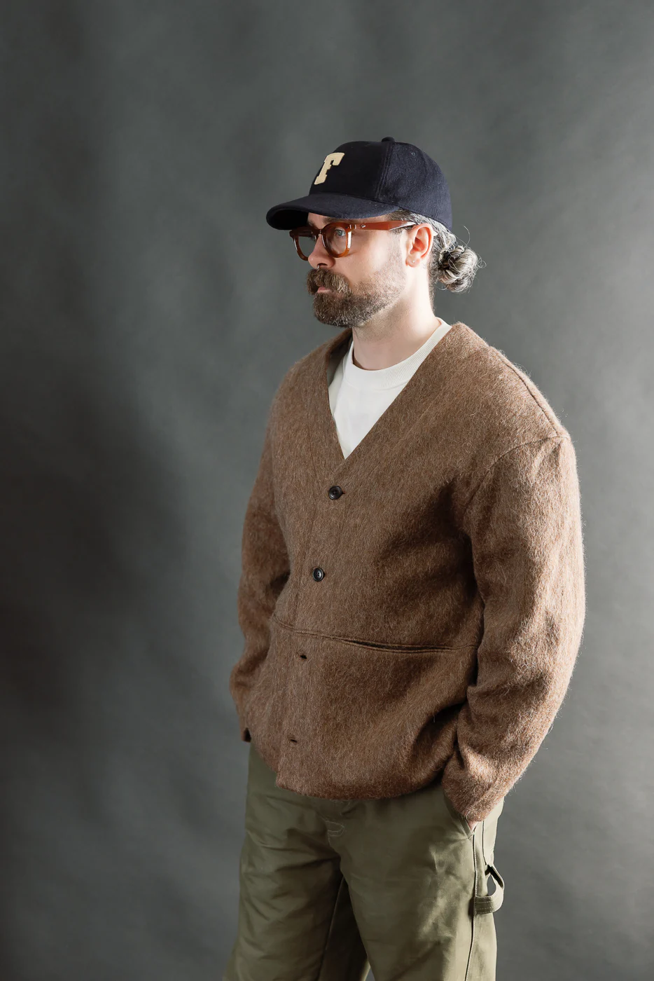 M-B-007 - Basic Cardigan Mohair Fleece - Java Brown - Image 10