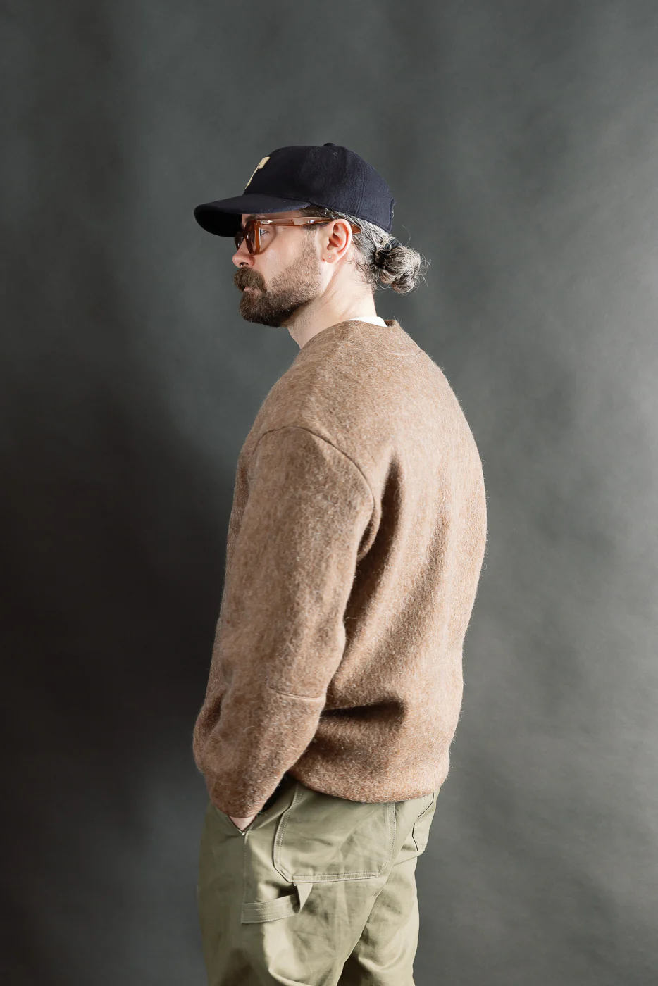 M-B-007 - Basic Cardigan Mohair Fleece - Java Brown - Image 11