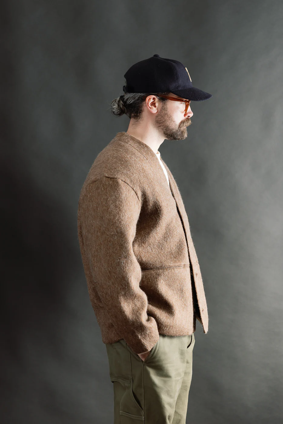 M-B-007 - Basic Cardigan Mohair Fleece - Java Brown - Image 13