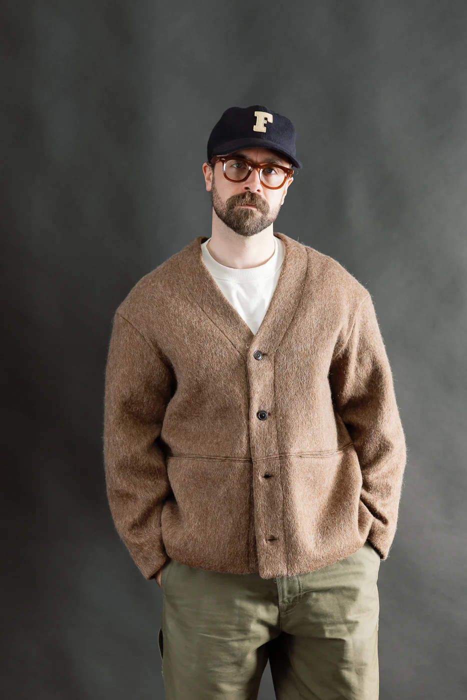M-B-007 - Basic Cardigan Mohair Fleece - Java Brown - Image 14