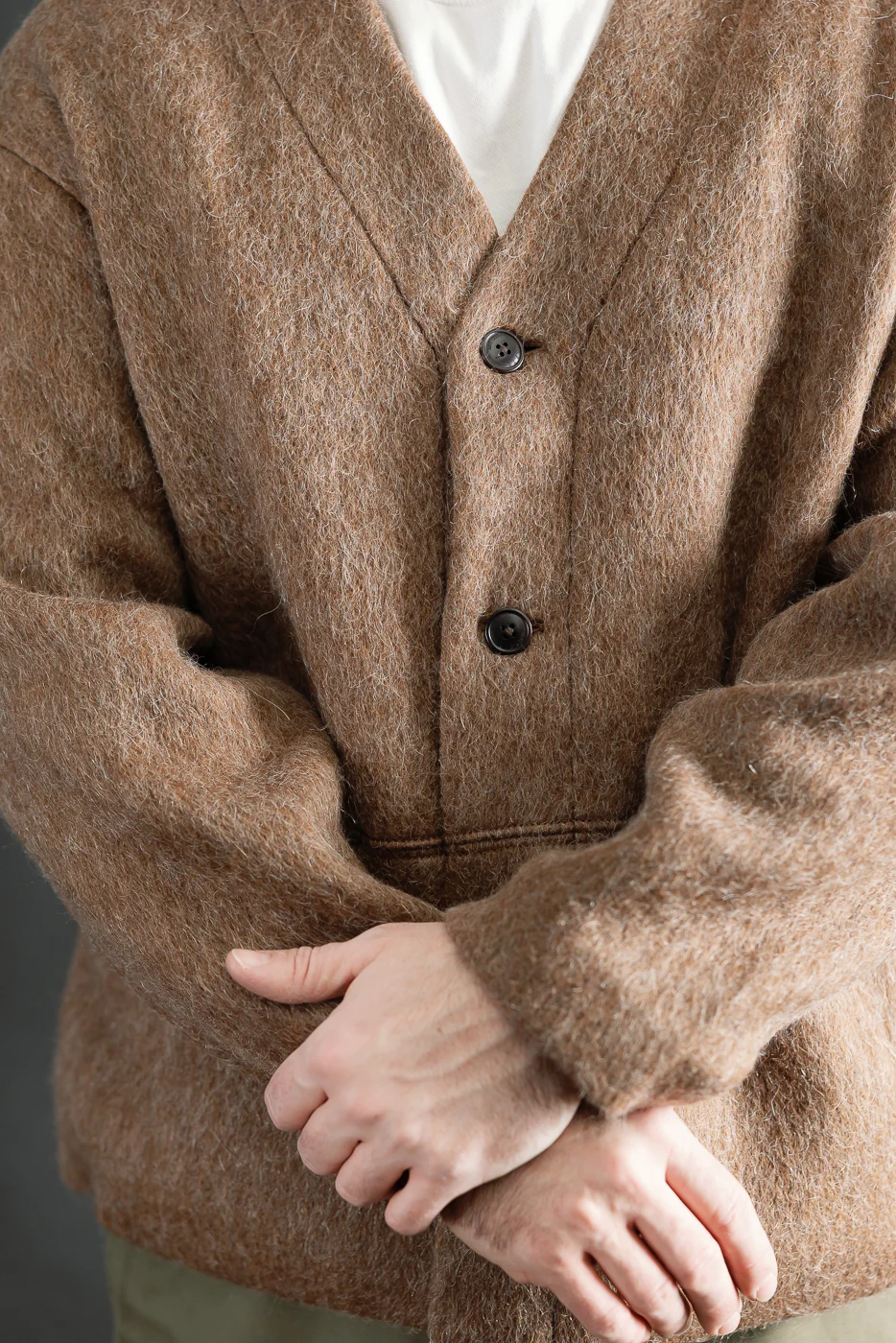M-B-007 - Basic Cardigan Mohair Fleece - Java Brown - Image 15