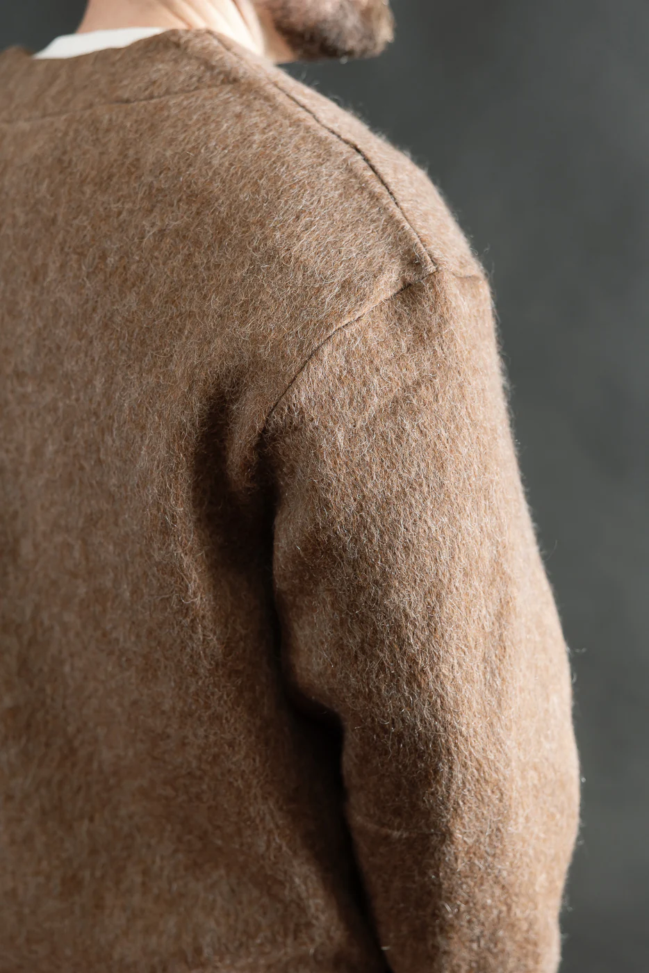 M-B-007 - Basic Cardigan Mohair Fleece - Java Brown - Image 17