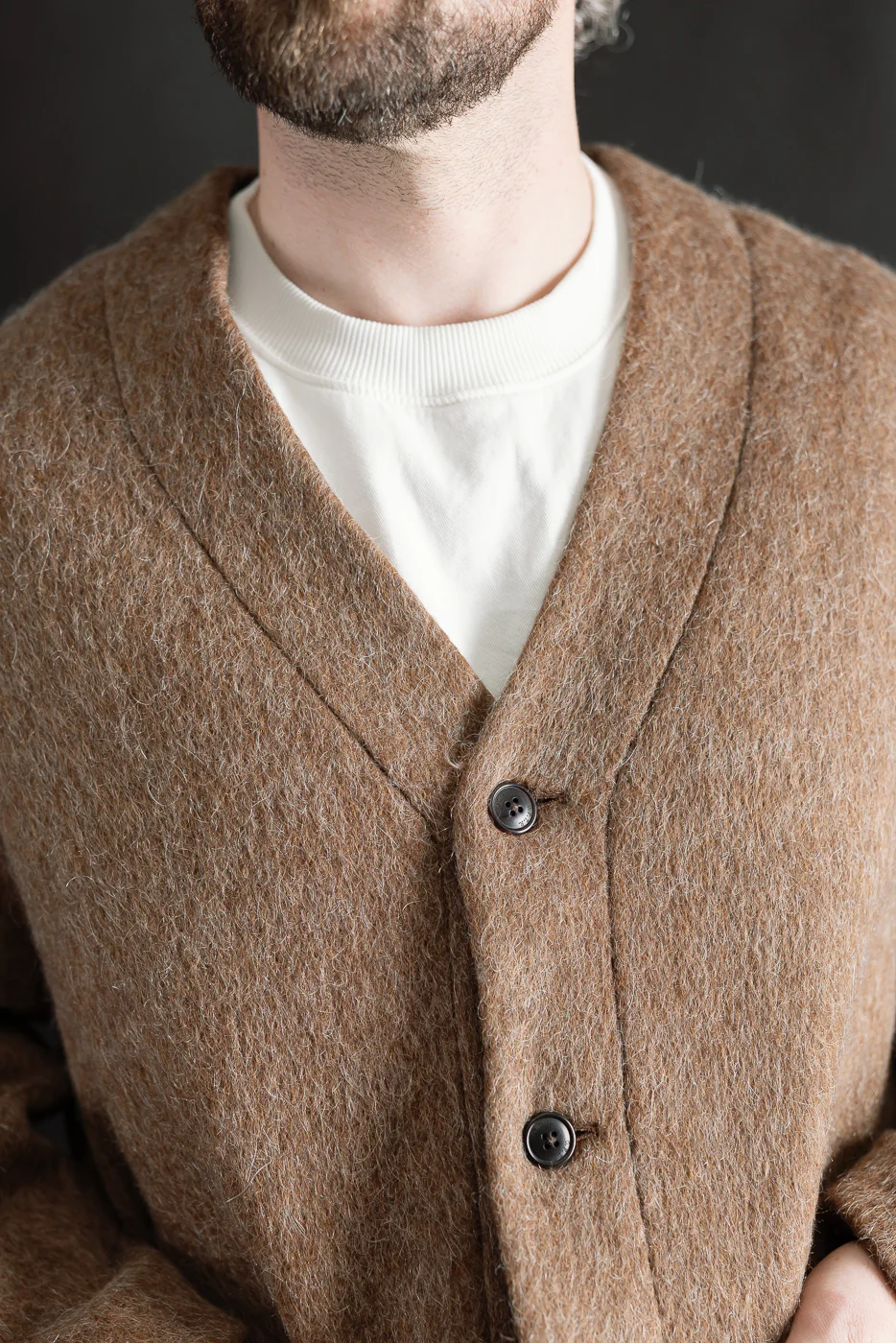M-B-007 - Basic Cardigan Mohair Fleece - Java Brown - Image 18