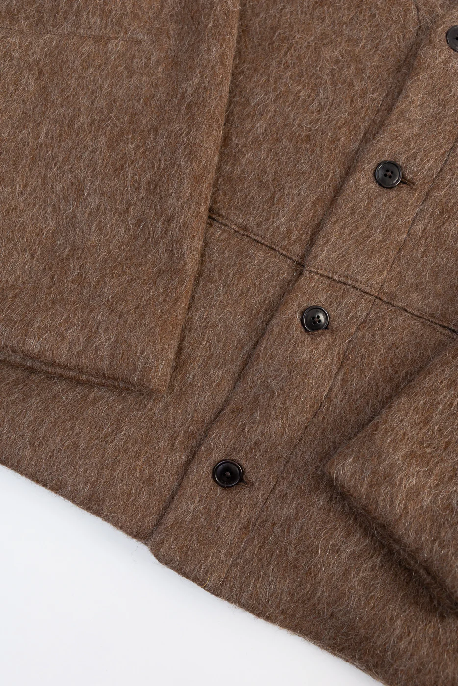 M-B-007 - Basic Cardigan Mohair Fleece - Java Brown - Image 4