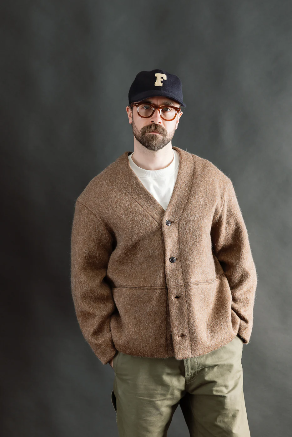 M-B-007 - Basic Cardigan Mohair Fleece - Java Brown - Image 9