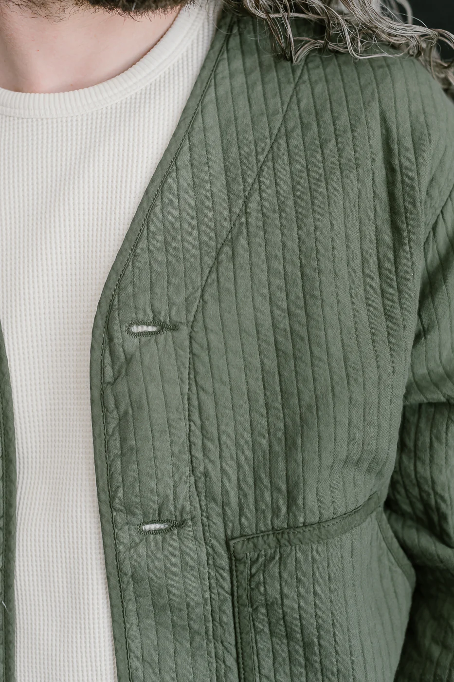 M-B-633 - Baseball Cardigan Armor Quilt Cotton - Litchen - Image 18