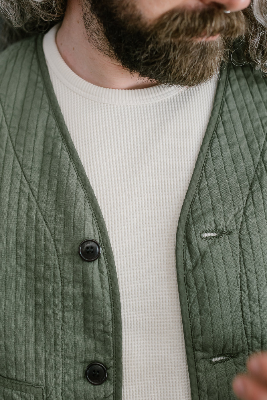 M-B-633 - Baseball Cardigan Armor Quilt Cotton - Litchen - Image 19