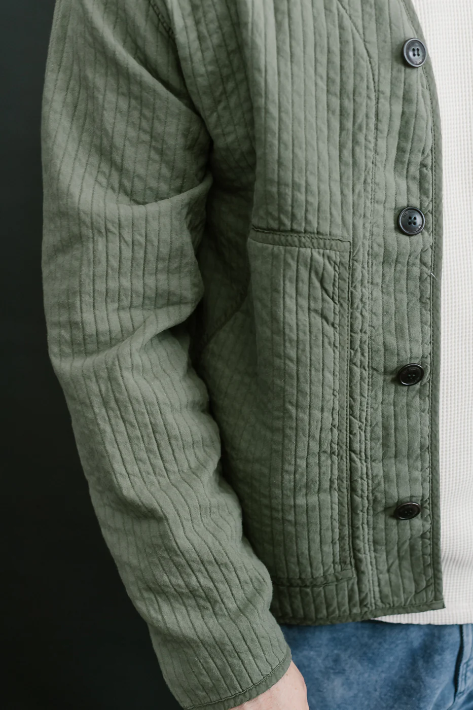 M-B-633 - Baseball Cardigan Armor Quilt Cotton - Litchen - Image 20