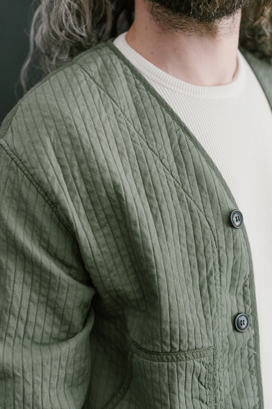 M-B-633 - Baseball Cardigan Armor Quilt Cotton - Litchen - Image 23