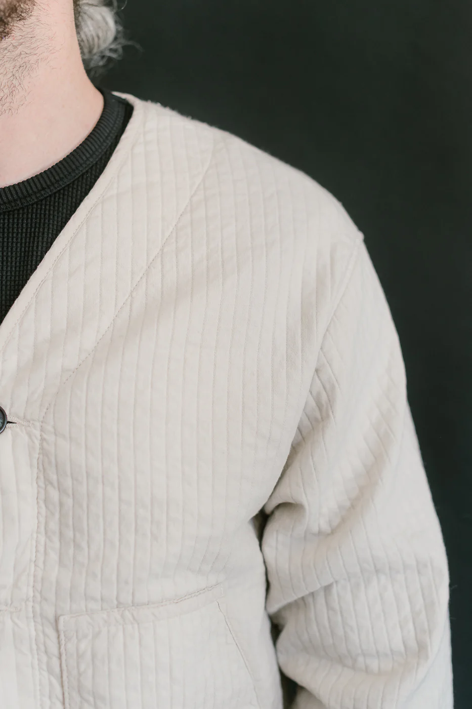 M-B-019 - Baseball Cardigan Armor Quilt Cotton - Shell - Image 19