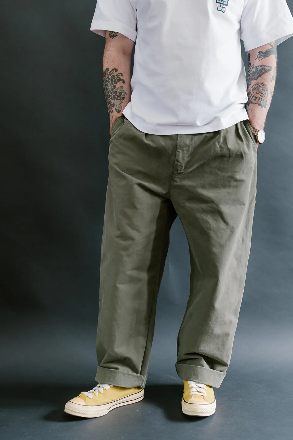 M-C-003 - Officer Chino Nebraska Cotton - Fossil Green - Image 10