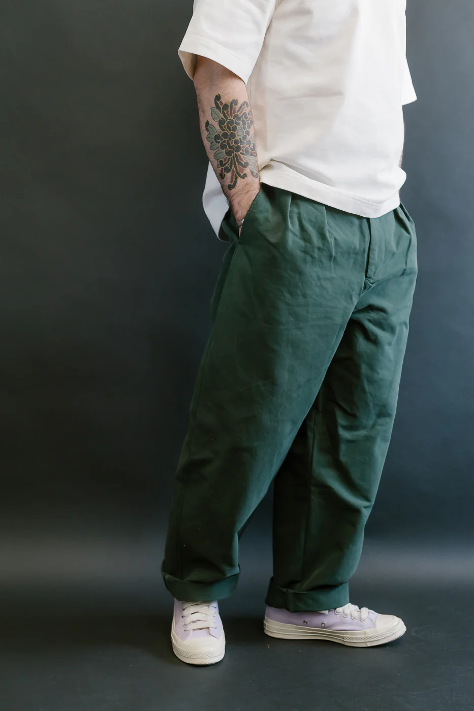 M-C-011 - Officer Chino Nebraska Cotton - Forest Green - Image 11