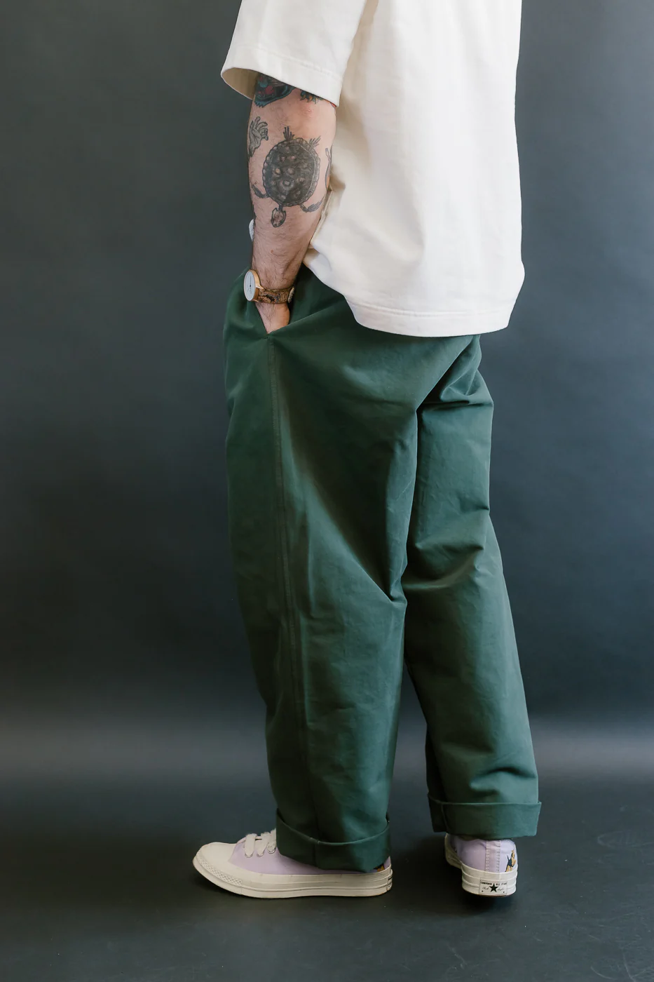 M-C-011 - Officer Chino Nebraska Cotton - Forest Green - Image 14