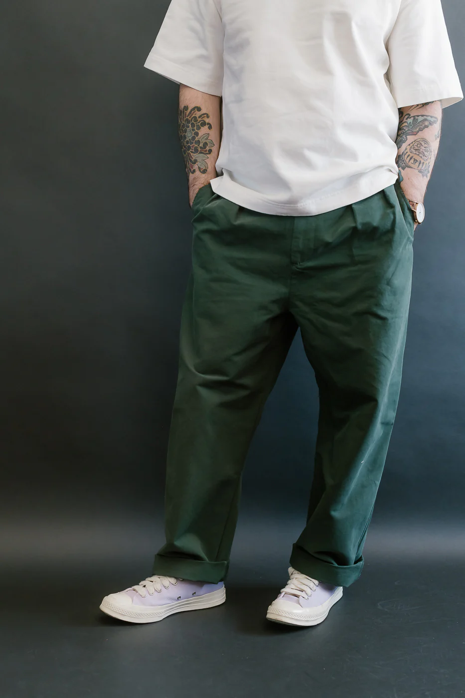 M-C-011 - Officer Chino Nebraska Cotton - Forest Green - Image 16