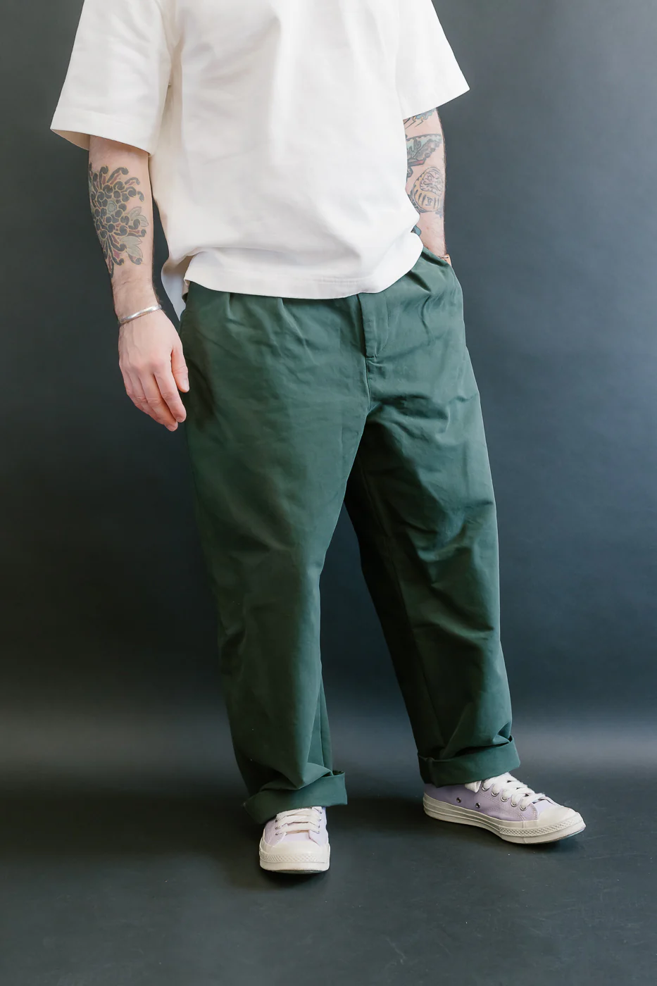 M-C-011 - Officer Chino Nebraska Cotton - Forest Green - Image 17