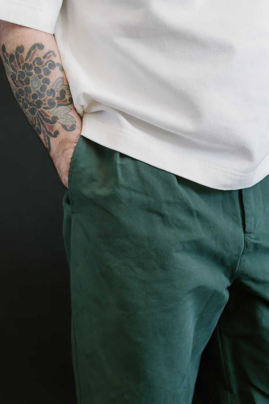 M-C-011 - Officer Chino Nebraska Cotton - Forest Green - Image 19