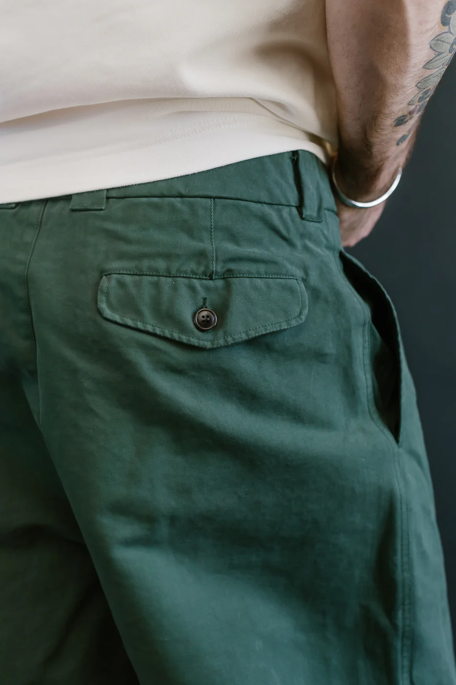 M-C-011 - Officer Chino Nebraska Cotton - Forest Green - Image 20
