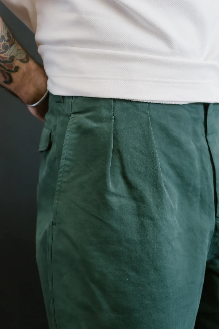 M-C-011 - Officer Chino Nebraska Cotton - Forest Green - Image 21