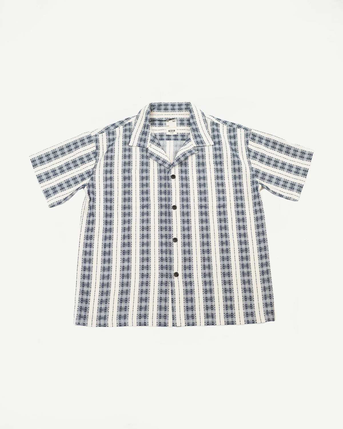 M-I-001 - Beldi Jacquard Aloha Shirt - Off White, Navy