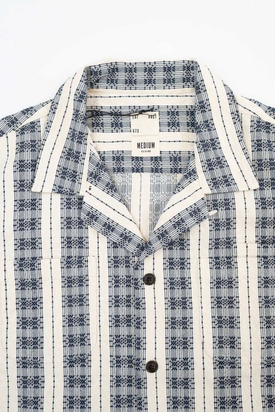 M-I-001 - Beldi Jacquard Aloha Shirt - Off White, Navy - Image 2