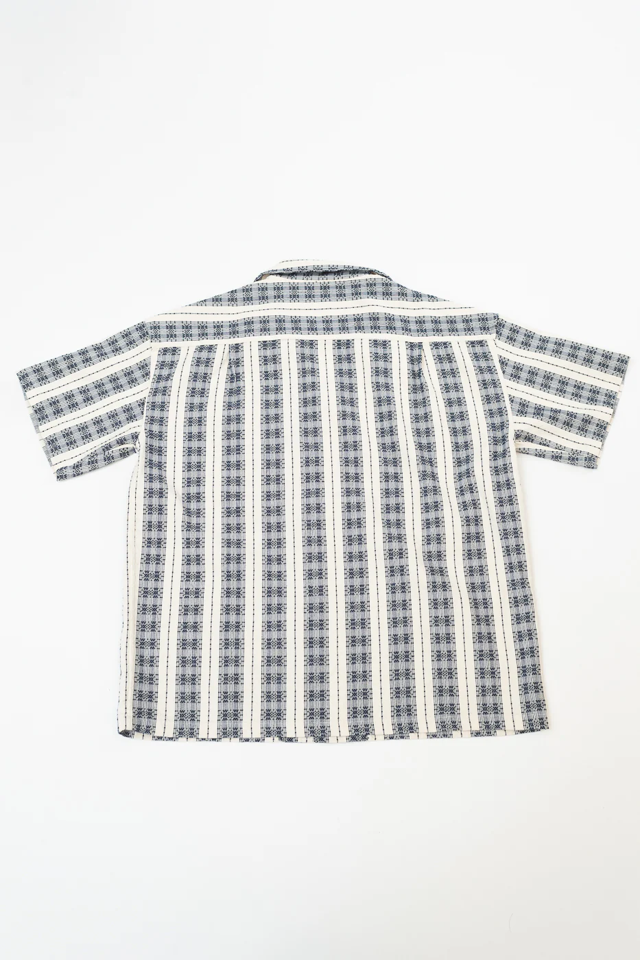 M-I-001 - Beldi Jacquard Aloha Shirt - Off White, Navy - Image 5