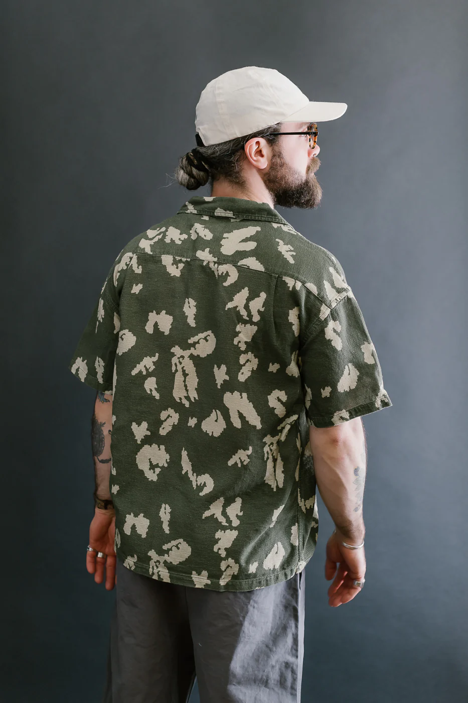 M-I-001 - Cloud Camo Mesh Aloha Shirt - Mint, Off White - Image 12