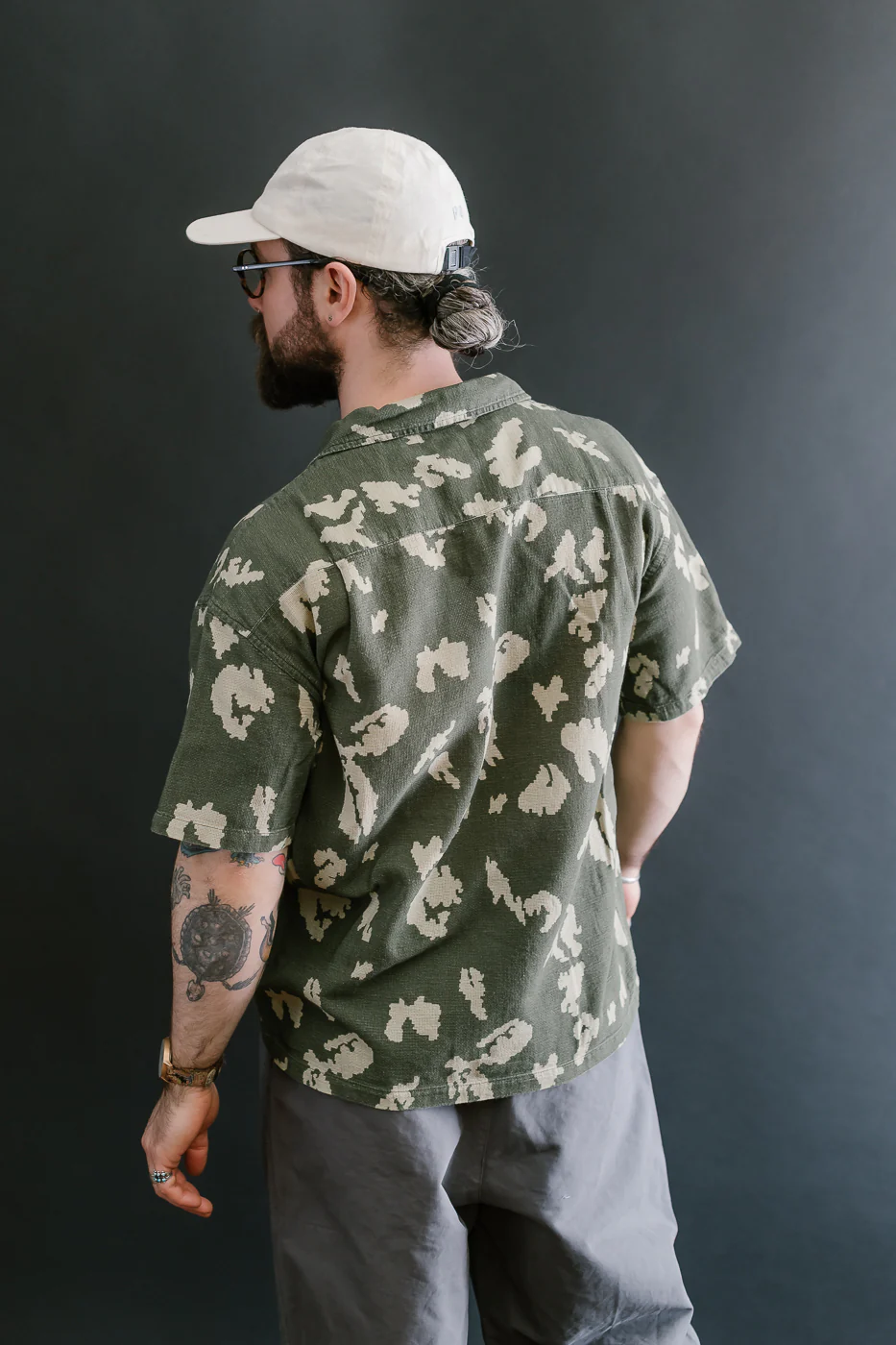M-I-001 - Cloud Camo Mesh Aloha Shirt - Mint, Off White - Image 13